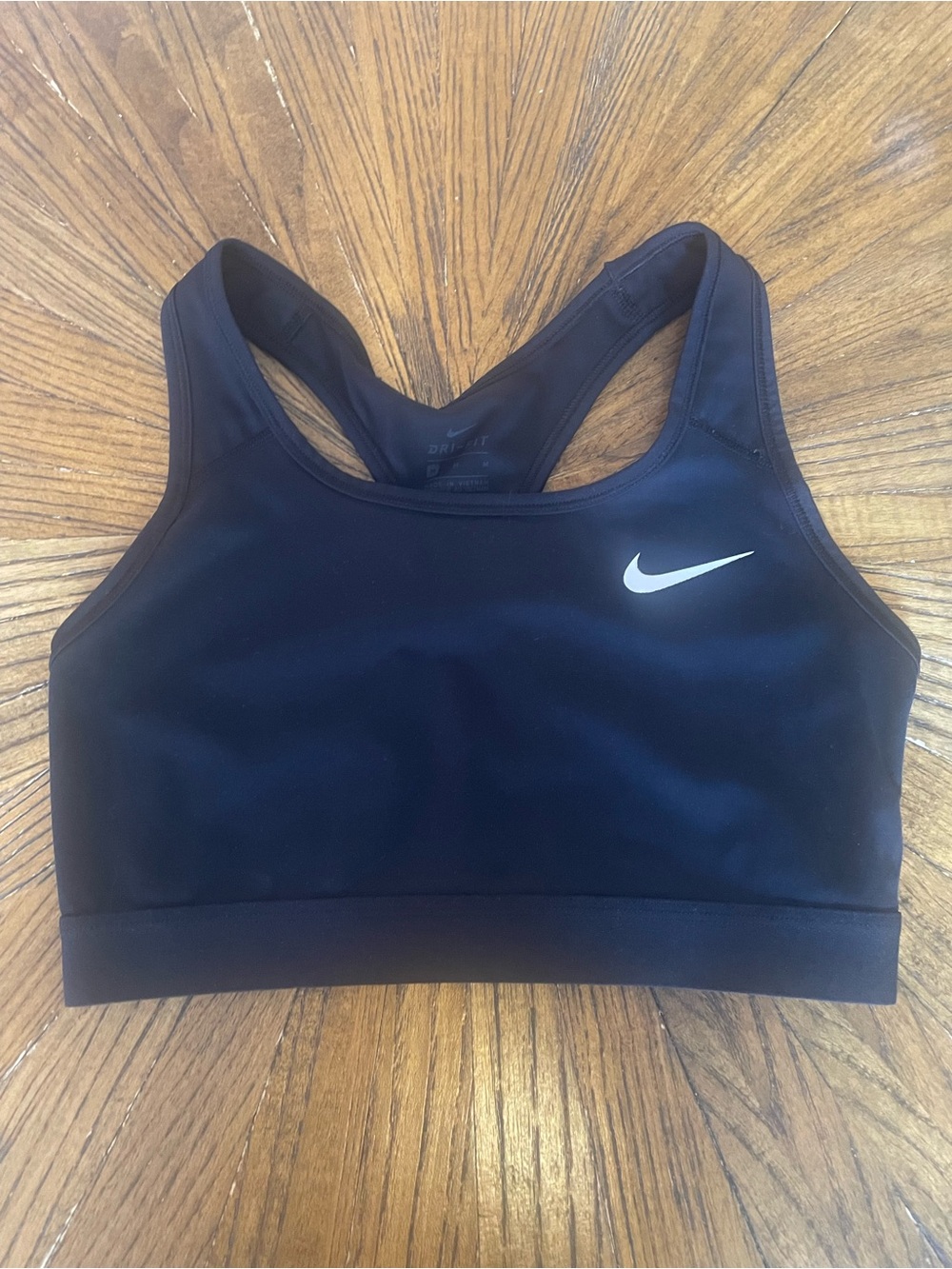 Nike Black Racerback Sports Bra with White Swoosh
